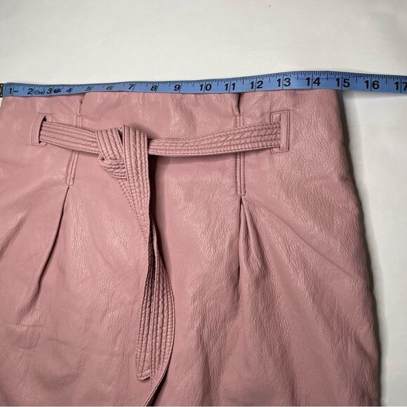 Free people belted leather mini skirt light pink 6 - Picture 5 of 10